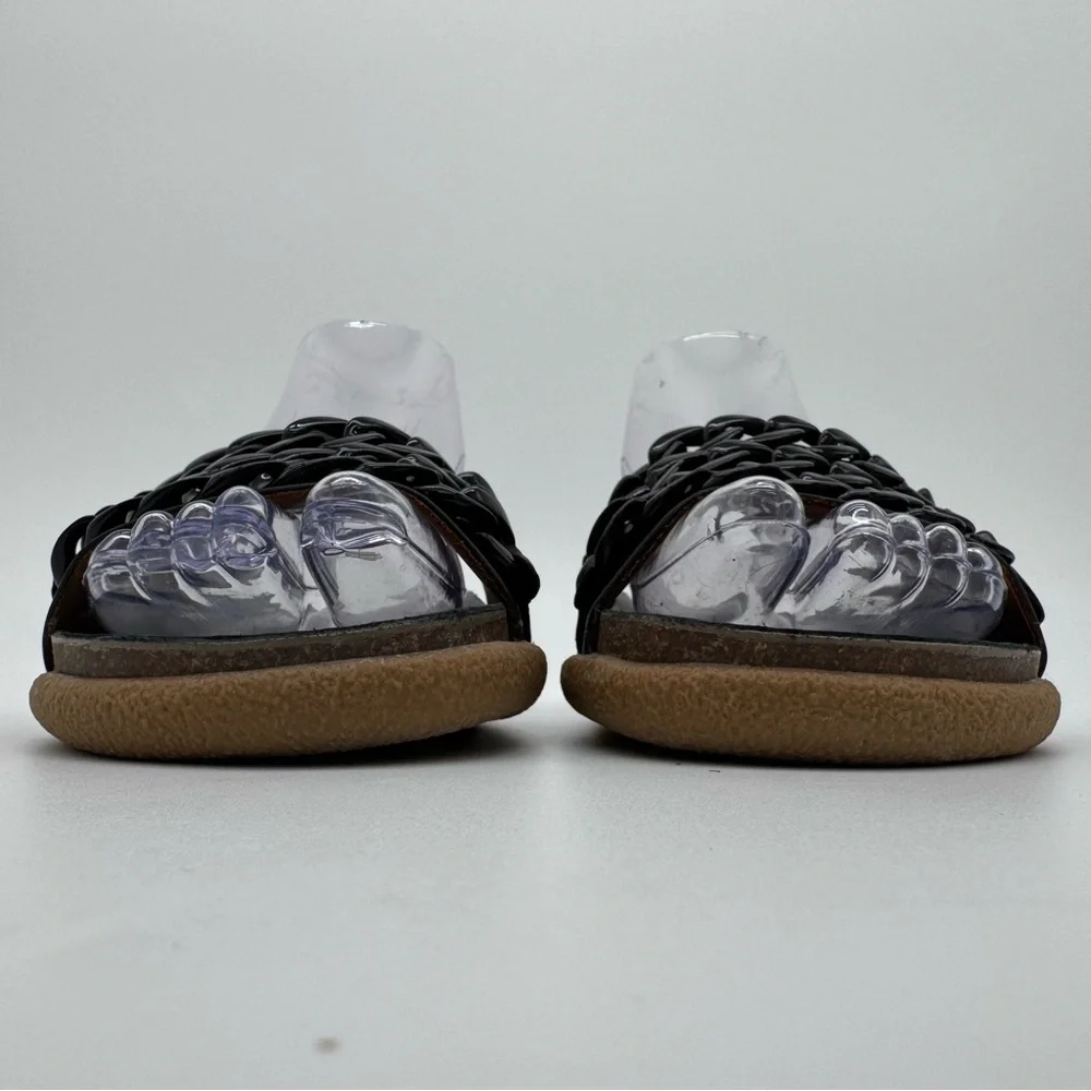 Bueno Emelia Black Leather Chains Slide Sandal Size 36/6